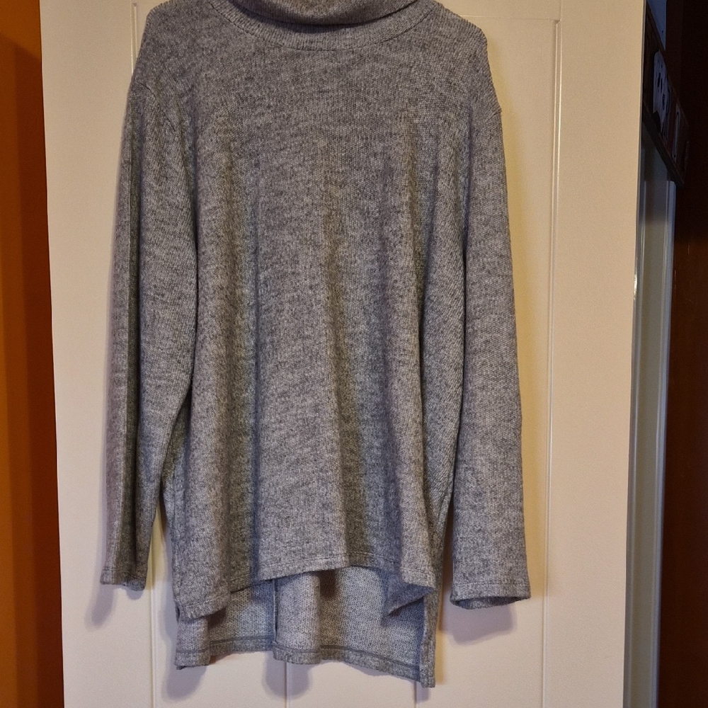 Elegant Heather Gray Cowl Neck Sweater
